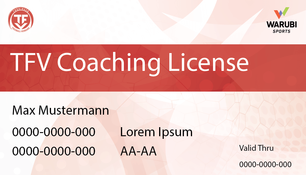 Sample TFV course license card.